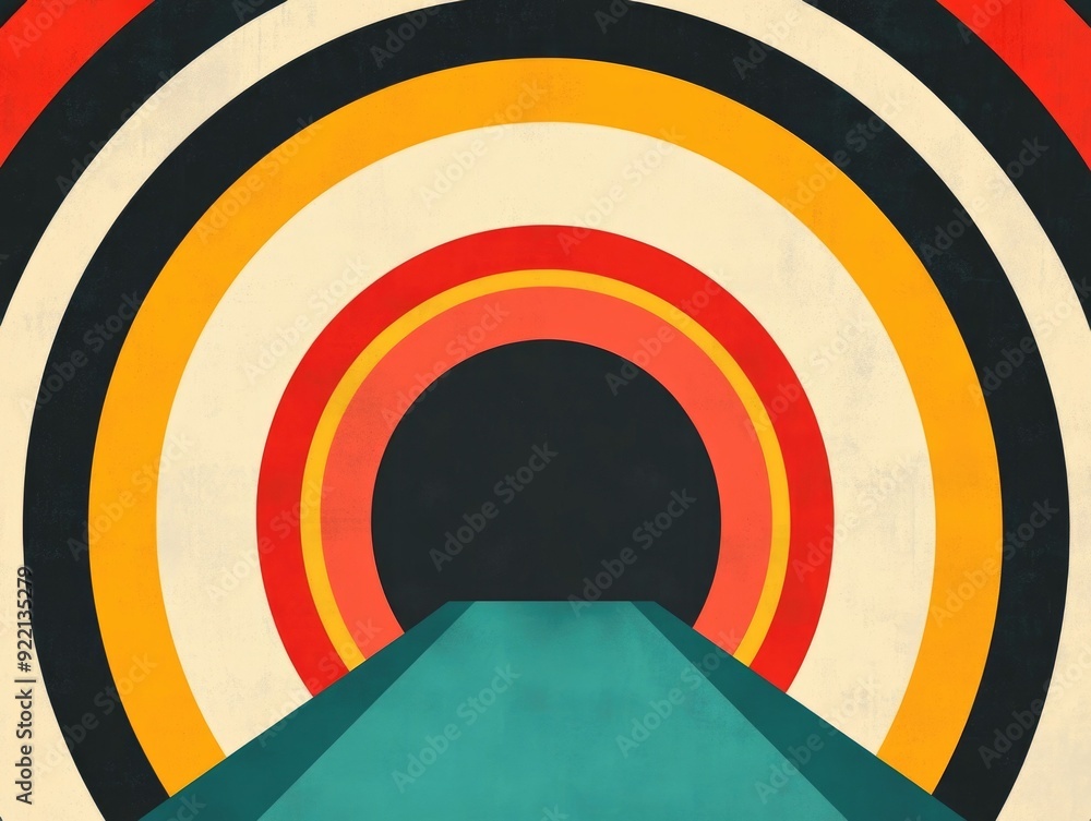 Aufkleber vibrant concentric lines and geometric patterns forming a dynamic energetic and retro inspired desig