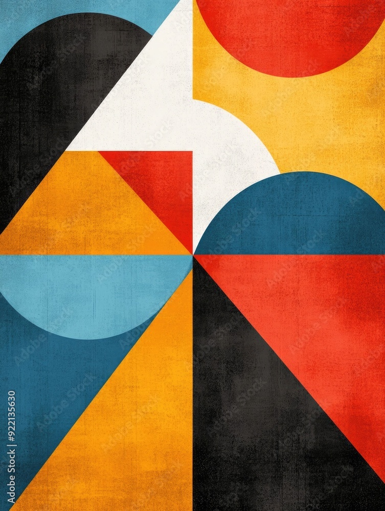 Poster captivating abstract digital artwork featuring a striking composition of triangular shapes with laye