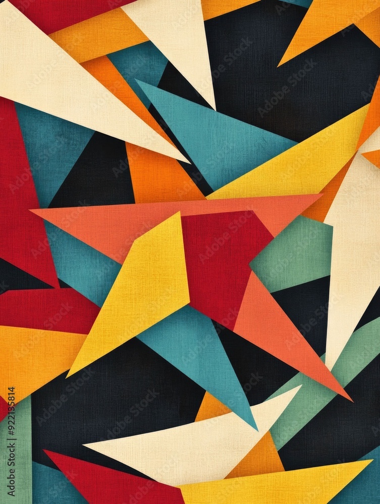 Poster muted geometric star pattern with intersecting lines in retro aesthetic design abstract minimalist b