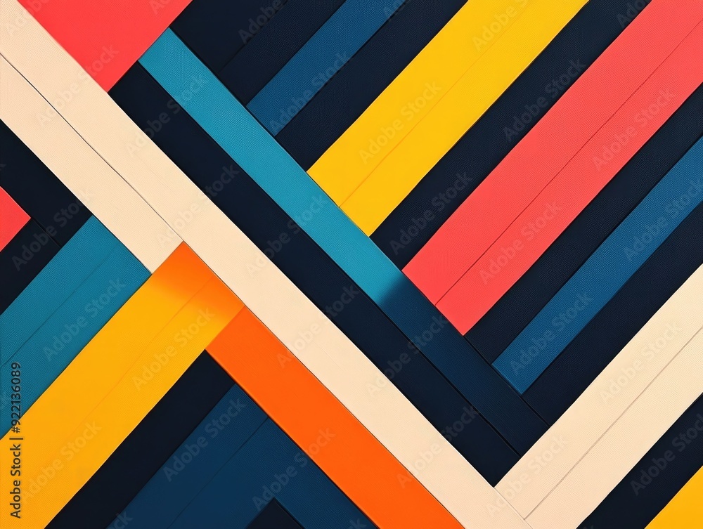 Poster vertical and diagonal lines forming an abstract geometric grid pattern with a retro minimalist and s