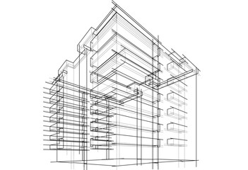 Architectural background vector 3d illustration