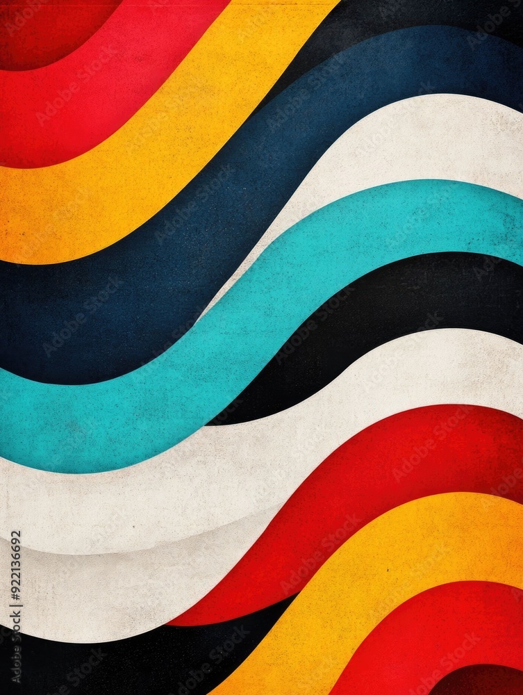 Poster mesmerizing retro inspired geometric mosaic pattern with vibrant wavy lines captivating abstract dig