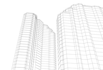 Fototapeta premium Vector illustration of building sketch on white background 