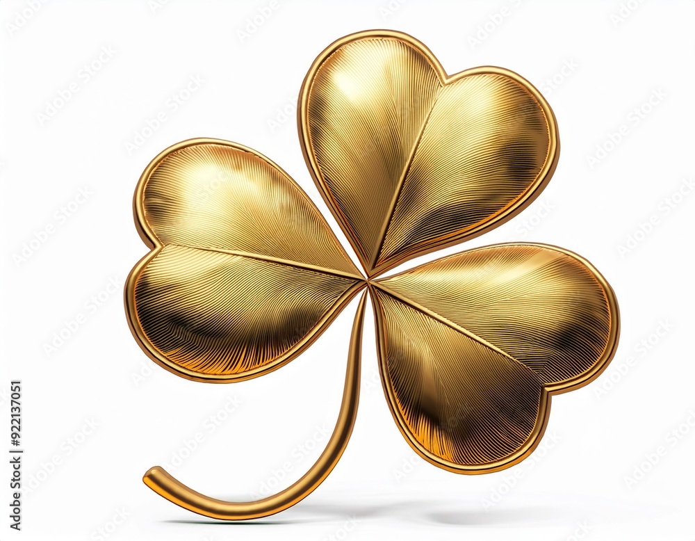Poster gold shamrock on isolated white background. object and nature concept. saint patrick day theme. 3d i