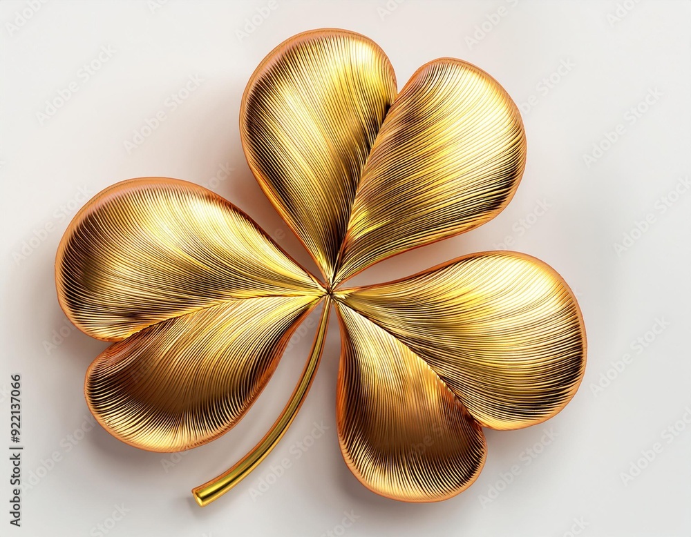 Poster gold shamrock on isolated white background. object and nature concept. saint patrick day theme. 3d i