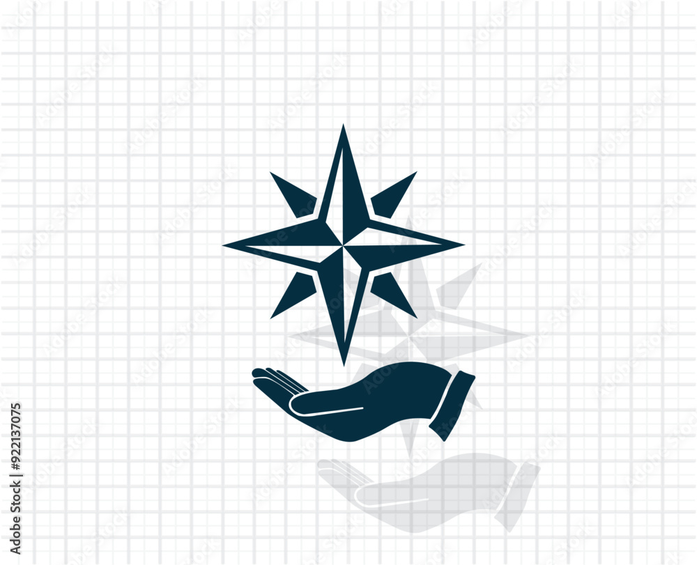 Poster vector dark color icon with shadow on light checkered background
