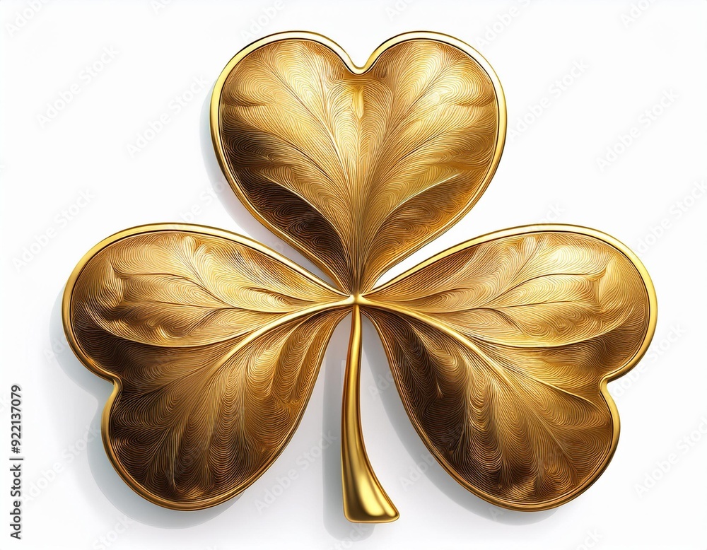 Poster gold shamrock on isolated white background. object and nature concept. saint patrick day theme. 3d i