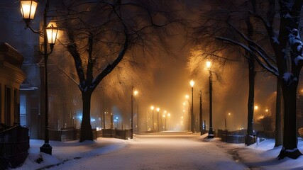 City night street, winter