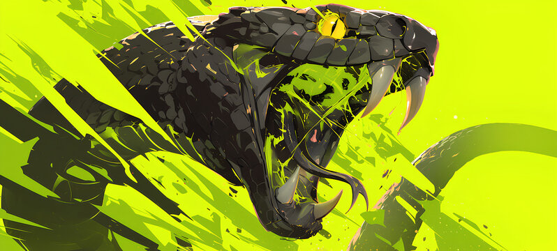 black and green viper snake venom poison effect illustration