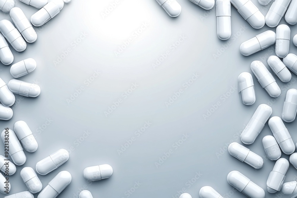 Aufkleber a minimalist and clean image of white tablets arranged in a circular pattern on a white background s
