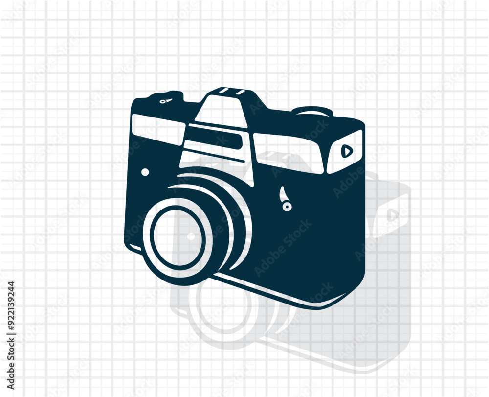 Poster vector dark color icon with shadow on light checkered background