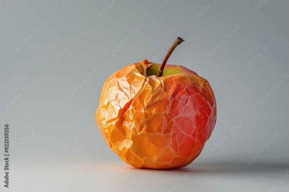 Sticker fruit in style of crumpled produce apple plant.