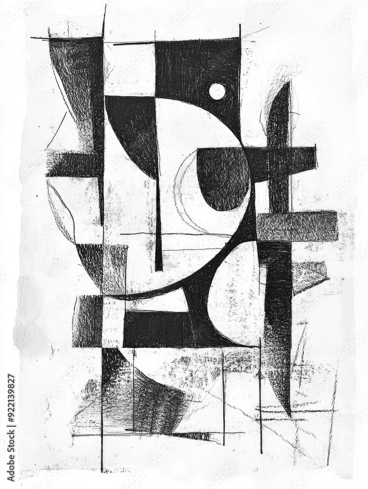 Poster captivating hand drawn geometric shapes with rough edges and modern abstract art design this digital