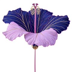 Tropical Hibiscus Embroidery in Vector - Vibrant Floral Design with Balanced Complexity on White Background