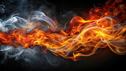 Fototapeta premium Fiery Smoke Trails: Swirling and billowing smoke, symbolizing the intense flavors and aromas associated with barbecue.