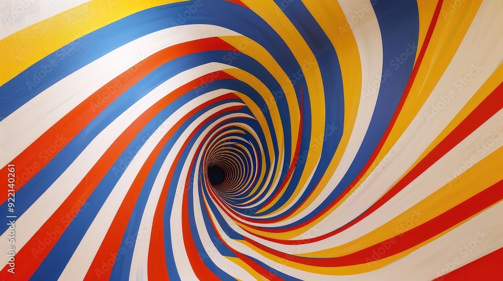 Poster abstract colorful swirl pattern creating an illusion of a tunnel.