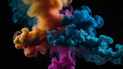 Colorful smoke black background