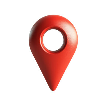 3D red map pin icon isolated on white background, representing location, GPS navigation, and destination in digital interfaces and apps.