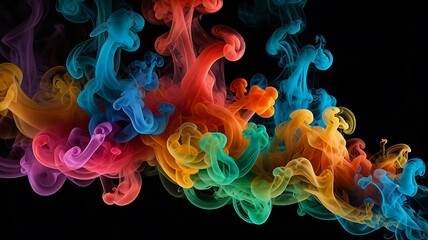 Colorful smoke black background