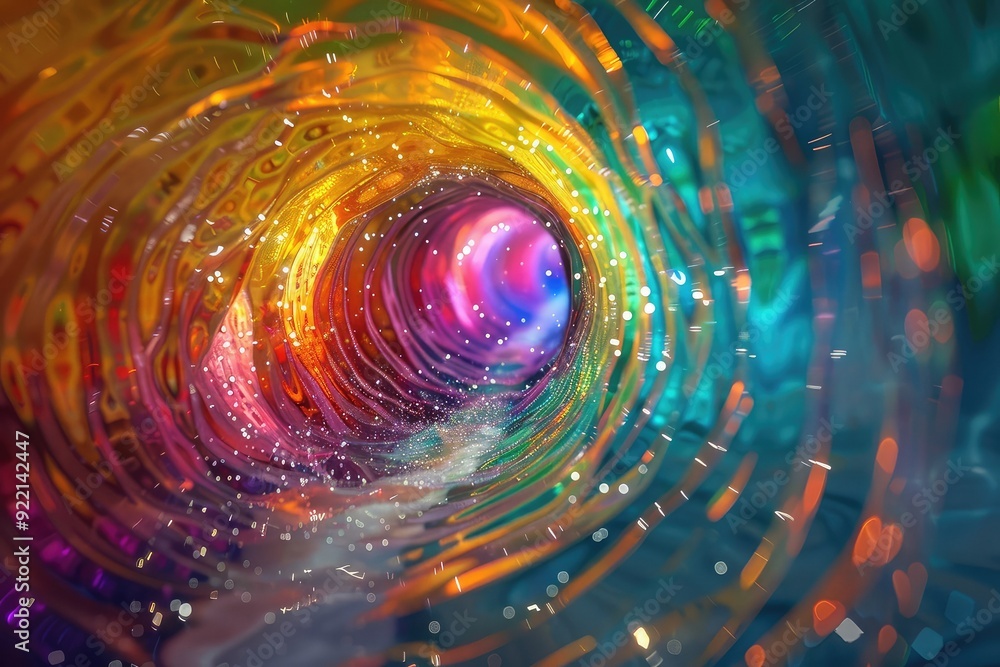 Poster abstract swirling pattern of vibrant colors creating a mesmerizing vortex.