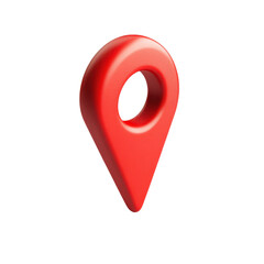 Red location pin icon isolated on a white background. Perfect for use in maps, navigation, travel, or application design.