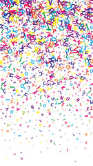 Flying latin letters. Colorful childish scattered