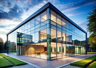 Obraz premium Glass facade building design contemporary style minimalist look structural glass exterior glazing system large glass wall exterior glass façade exterior glass design