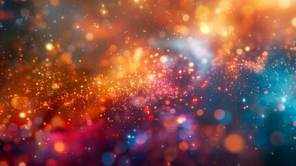 Obraz premium Abstract Fantasy Backdrop with Holographic Gradient, Shimmering Magic Lights, Sparkling Gold Stars, and Soft Festive Blurs - Evoking Wonder and Celebration in Digital Art