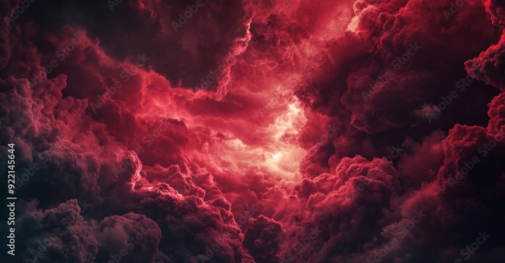 Leinwandbilder clouds of red and black in a sky filled with thunderclouds. dramatic sky with many clouds.