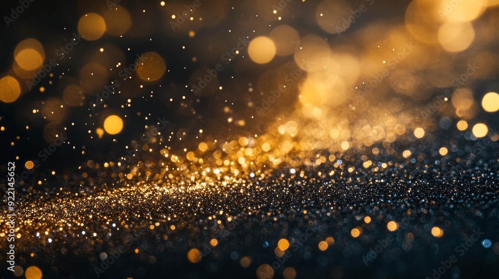 Canvas Prints The futuristic glittering in space on black background is accentuated by golden particles shining stars dust bokeh glitter awards dust.