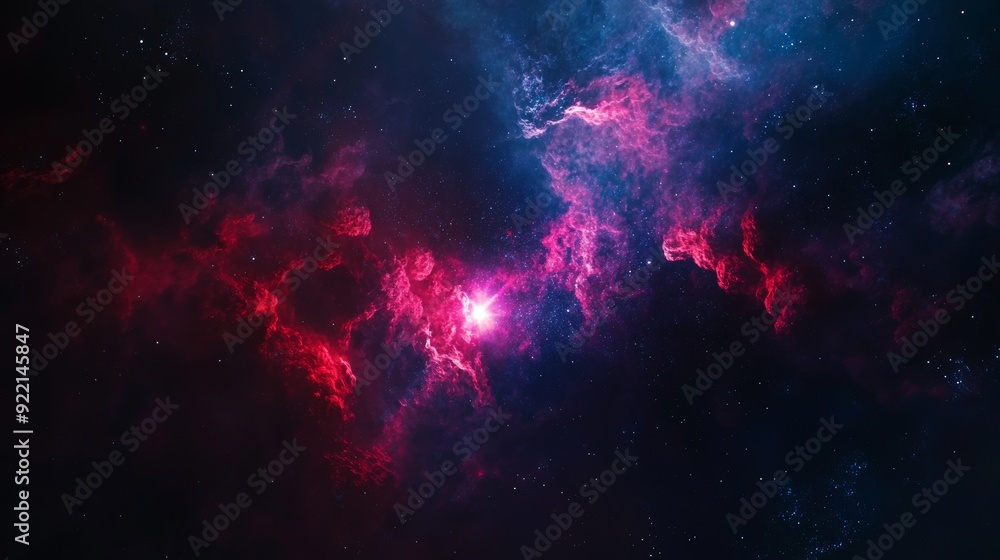 Aufkleber In generative AI, there is a black hole with light rays over colored stars with cloud fields in outer space.