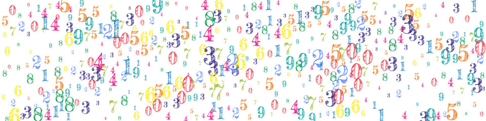 Flying colorful digits and numbers. School math