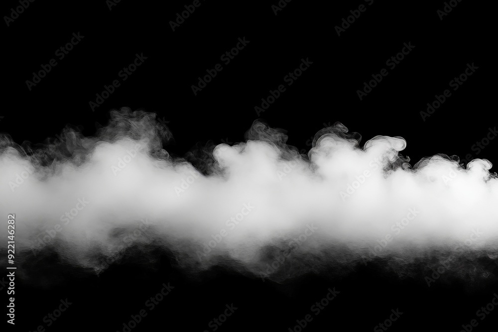 Leinwandbilder a perfect spotlight mist effect is seen on this isolated black background with a layer of dry ice sm