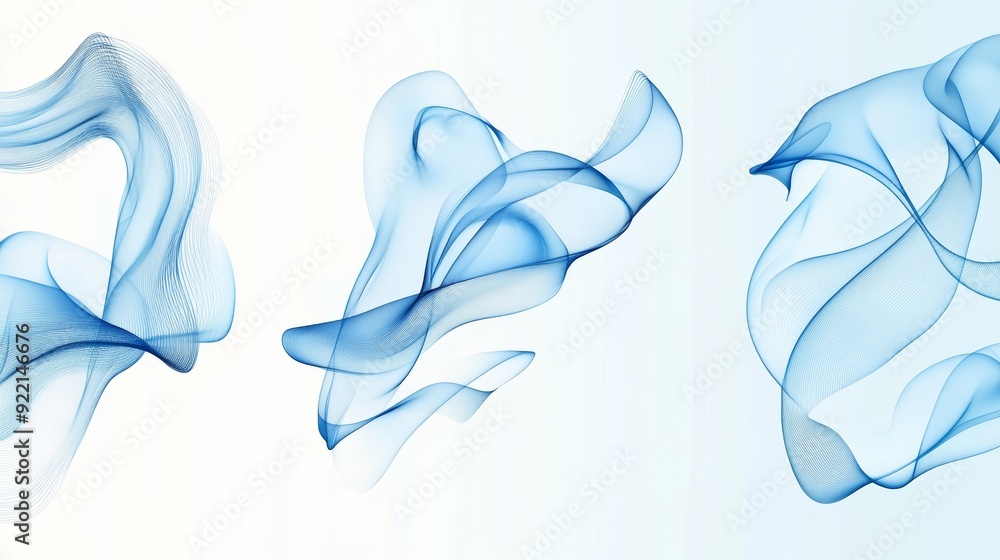 Poster the white air flow effect is on a transparent background and represents a fresh cold breeze blowing 