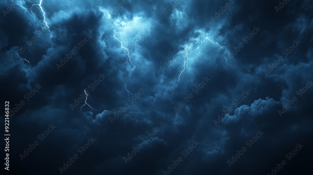 Aufkleber on a transparent background, there are black storm clouds with lightning and smoke.
