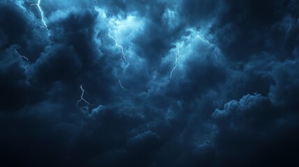 Fototapeta premium On a transparent background, there are black storm clouds with lightning and smoke.