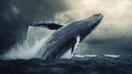 Fototapeta premium Humpback Whale Leaping from the Ocean