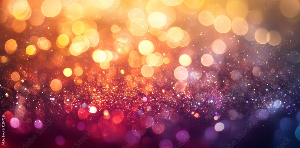 Poster abstract colorful background with warm colors. bokeh lights are out