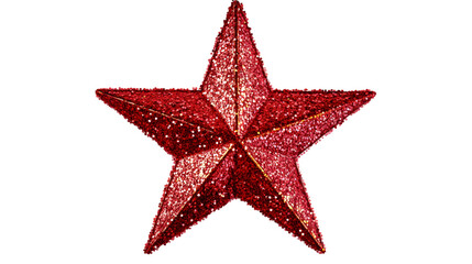 Obraz premium Red Christmas star glitter sticker, isolated on white background