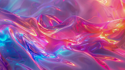 Iridescent Neon Background with Holographic Abstract Patterns and Soft Pastel Colors - Dreamy, Ethereal Digital Art with Seamless Blending