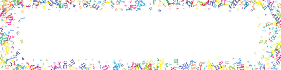 Flying latin letters. Colorful childish scattered