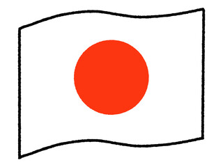 日本国旗　手描きイラスト　ベクター素材