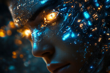 image In a world where technology and humanity coexist, this depiction of a cyborg symbolizes the potential of enhanced human capabilities