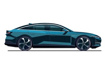 Modern electric sedan illustration