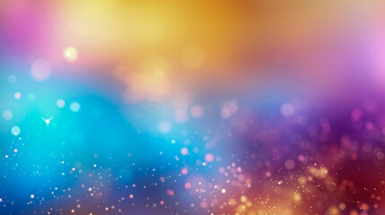 Glittering Gradient Background with Hologram Effect Featuring Magic Lights, Fairy Sparkles, Gold Stars, and Festive Blurs Creating a Dreamy and Enchanting Atmosphere for Fantasy Designs