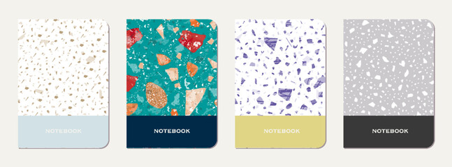 School notebook cover design. Terrazzo abstract