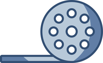 transparent background film reel vector icon. replaceable blue color design