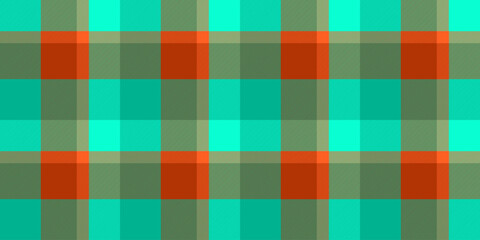 Hounds tooth plaid vector fabric, birthday textile check seamless. Adorable background tartan pattern texture in orange and teal colors.