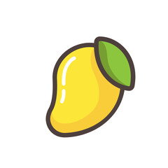 Mango stylized vector icon with black outline. Best for web, print, advertising, logo creating and branding design.