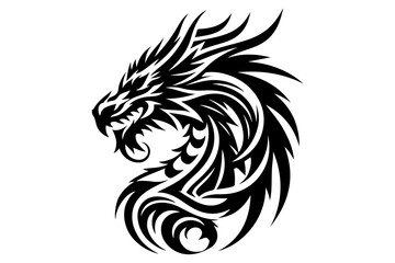 Fototapeta premium Dragon head silhouette vector illustration isolated on transparent background- Generative AI